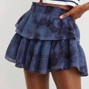 Loveshack Lookalike Aerie Blue Tie Dye Tiered Mini Skirt Size S